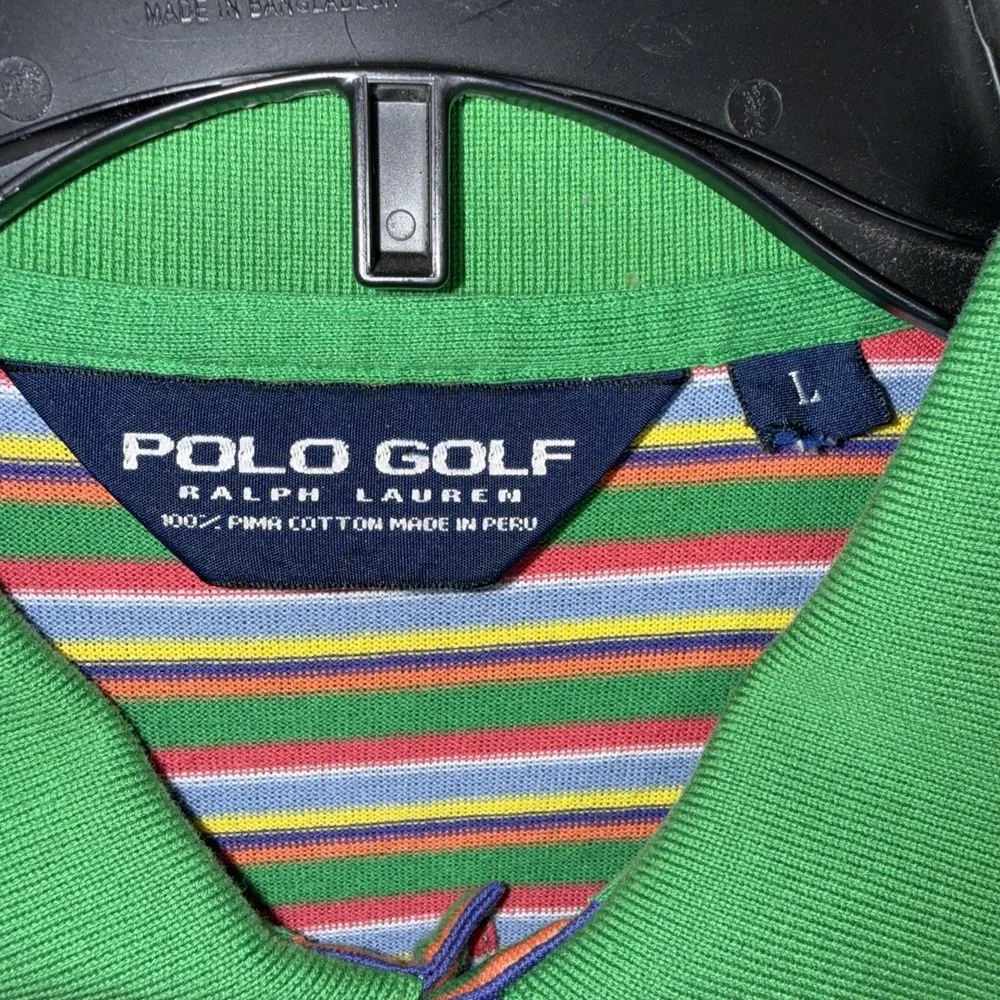 Polo Golf Ralph Lauren Striped Polo Mens Large‎ Multicolor Green Collar